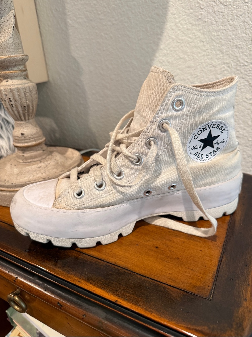 Converse Lug Sole High Top Sneakers - Cream